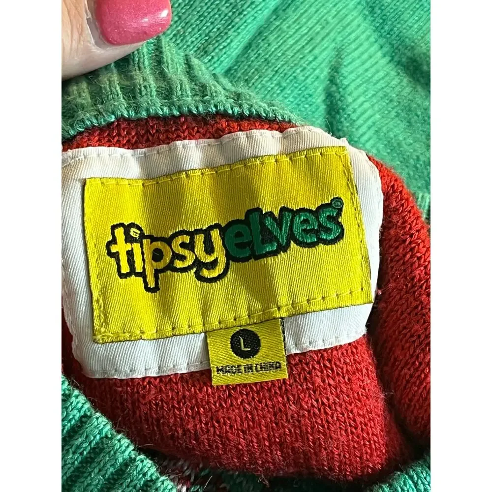 Tipsy Elves Mens‎ Christmas Sweater Bah Humpug Pug Sz Large Funny Holiday Knit